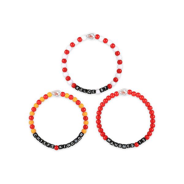 Travis Kelce Kansas City Chiefs 3 Pack Player Beaded Friendship Bracel FOCO