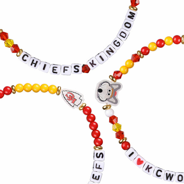 Kansas City Chiefs NFL 3 Pack Beaded Friendship Bracelet