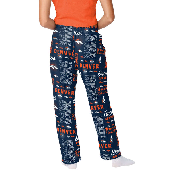 Denver Broncos NFL Womens Repeat Logo Print Polyester Sleepwear Pants