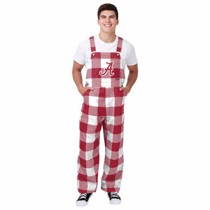 Alabama Crimson Tide NCAA Mens Plaid Bib Overalls