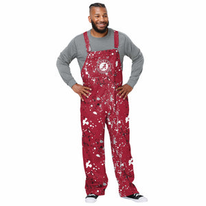 Alabama Crimson Tide NCAA Mens Paint Splatter Bib Overalls