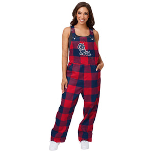 Ole Miss Rebels NCAA Womens Plaid Bib Overalls