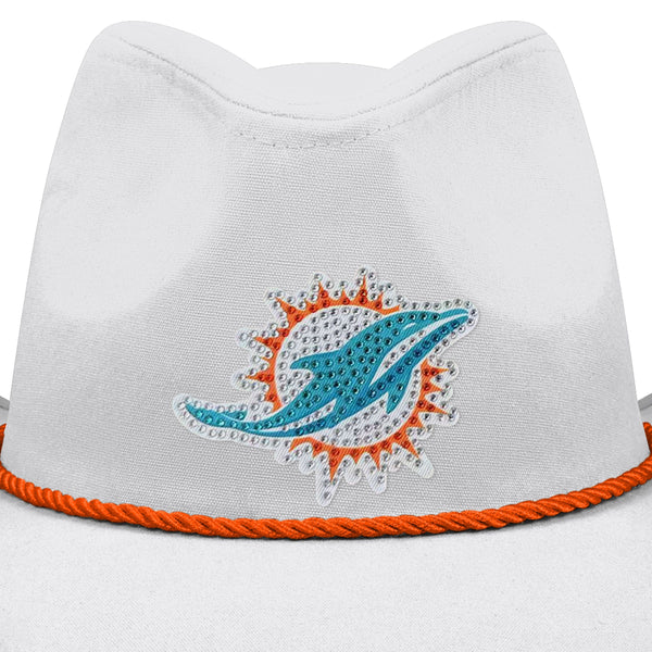 Miami Dolphins NFL White Rhinestone Logo Cowboy Hat