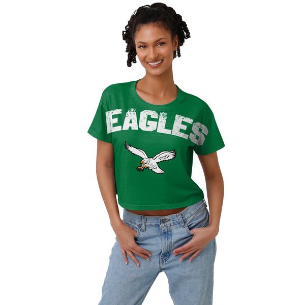 Philadelphia Eagles Distressed Bleached Cropped T Shirt 