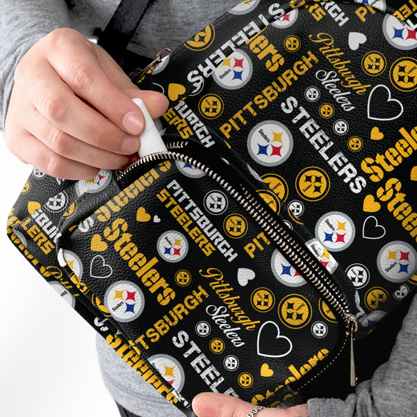 : Loungefly NFL: Pittsburgh Steelers Logo All Over Print Backpack  : Sports & Outdoors