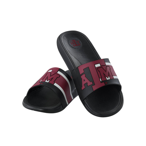 FOCO Texas A&M Aggies NCAA Colorblock Gel Slide Sandals - Comfortable Team Logo Slippers