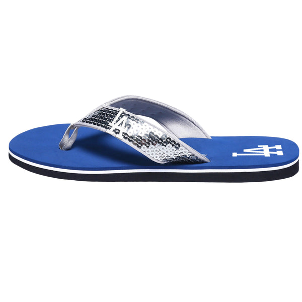 Los Angeles Dodgers MLB Womens Sequin Flip Flops