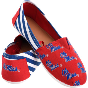 Ole Miss NCAA Womens Stripe Canvas Shoes