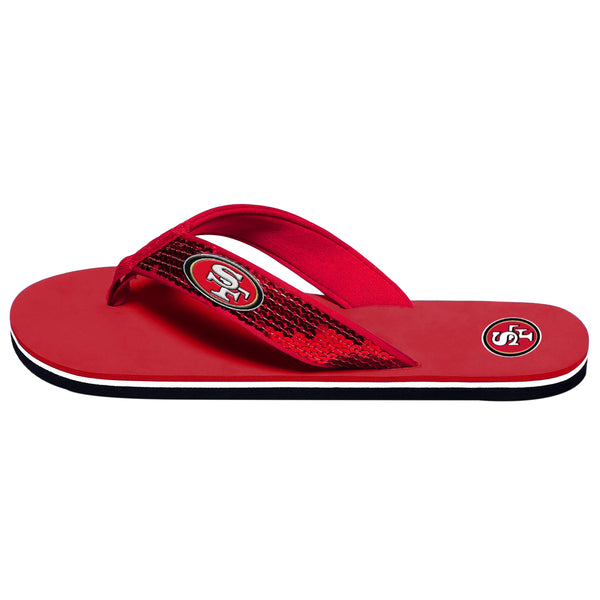 : FOCO San Francisco 49ers NFL Womens Sequin Flip Flops