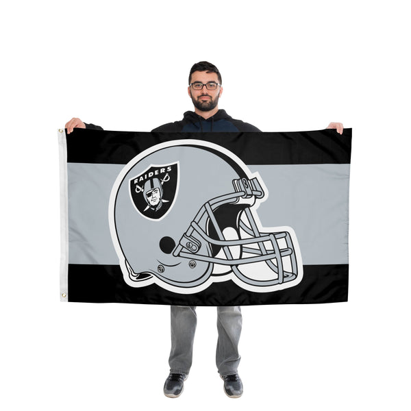 Las Vegas Raiders NFL Big Logo Team Stripe Horizontal Flag