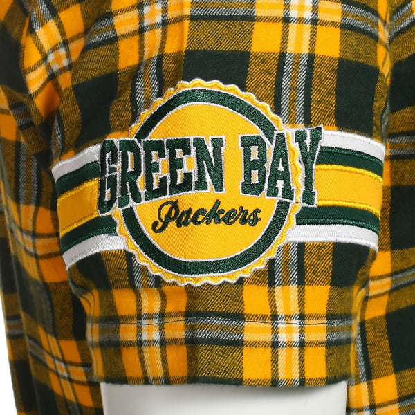 Green Bay Packers NFL Mens Colorblock Short Sleeve Flannel Shirt