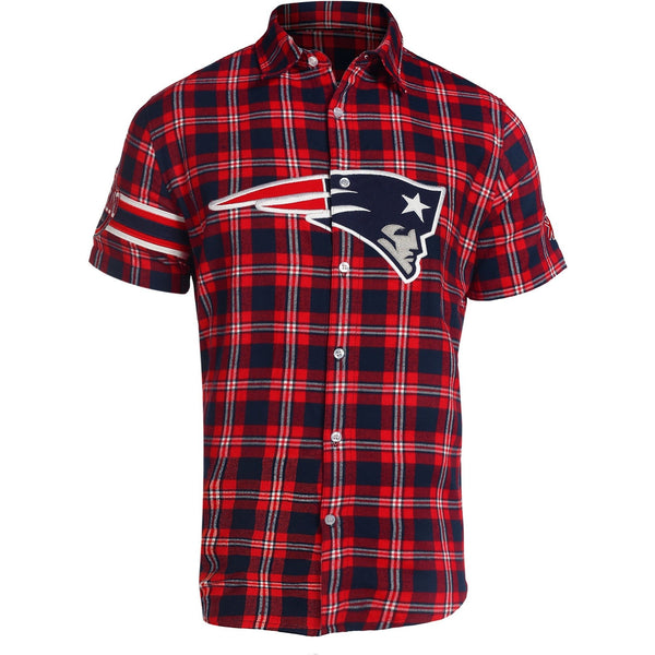 New England patriots, NFL plaid flannel shirt, short - Depop