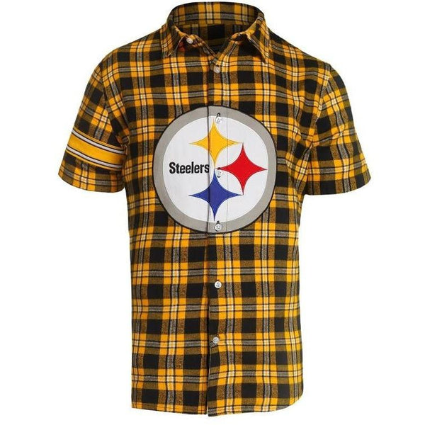 Pittsburgh Steelers Wordmark Short Sleeve Flannel Shirt