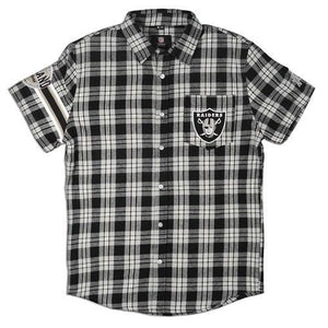 Oakland Raiders Wordmark Basic Flannel Shirt - Short Sleeve