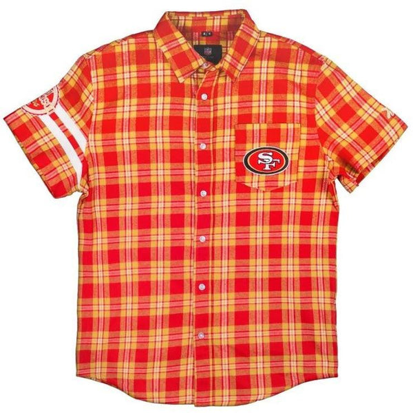 Boston Red Sox Team Logo Mens Short Sleeve Wordmark Flannel Shirt New All  Sizes