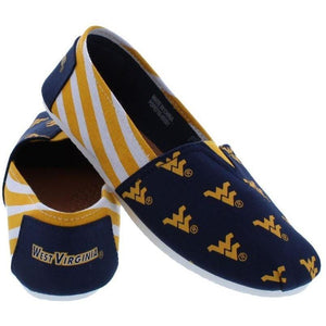 West Virginia Mountaineers NCAA Womens Stripe Canvas Shoes