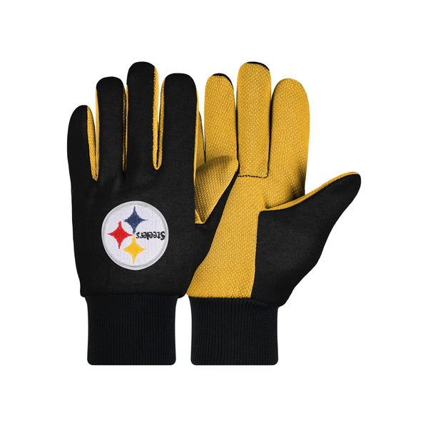 Pittsburgh Steelers Gloves Sports Logo Utility Work Garden TEXTING TIP -  RETRO