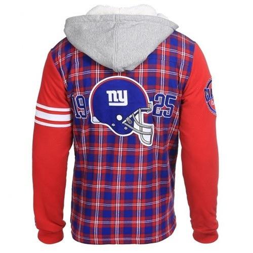 New York Giants NFL Heavy Flannel Hooded Jacket - Main Image