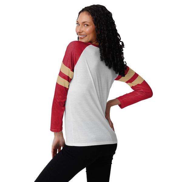 San Francisco 49ers Womens Big Wordmark Long Sleeve Henley