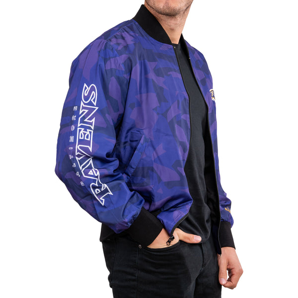 Baltimore Ravens NFL Mens Camo Bomber Jacket