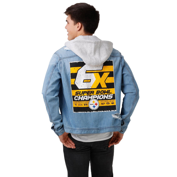 Pittsburgh Steelers Hooded Denim Jacket -  Worldwide Shipping