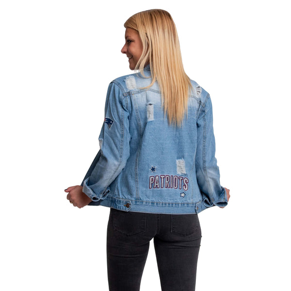 Custom NFL Inspired Patriots Denim Jacket 