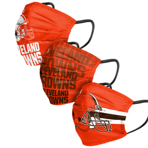 Cleveland Browns NFL Mens Matchday 3 Pack Face Cover