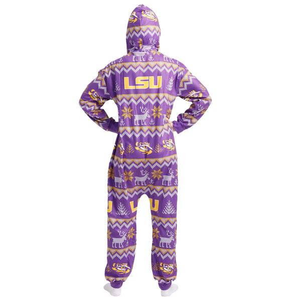 LSU Tigers NCAA Ugly Pattern One Piece Pajamas