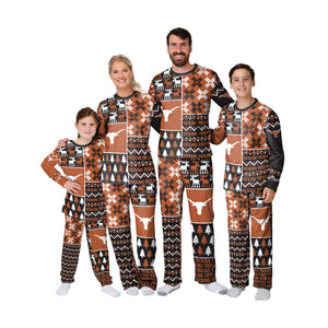 Texas Longhorns NCAA Busy Block Family Holiday Pajamas