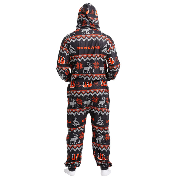 Cincinnati Bengals Ugly Short One Piece Pajamas, Mens Size: S