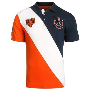 Chicago Bears Cotton Rugby Polo Diagonal Stripe