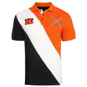 Cincinnati Bengals Cotton Rugby Polo Diagonal Stripe