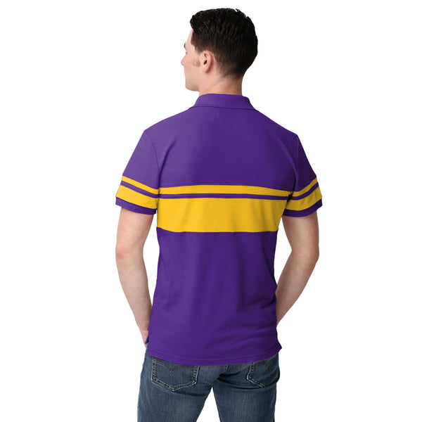 NFL Team Apparel Minnesota Vikings Polo Shirt Short Sleeve Blue Yellow Golf  S