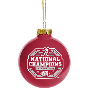 Alabama Crimson Tide NCAA 2020 Football National Champions Glass Ball Ornament