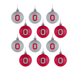 Ohio State Buckeyes NCAA 12 Pack Ball Ornament Set