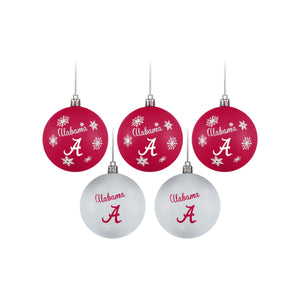 Alabama Crimson Tide NCAA 5 Pack Shatterproof Ball Ornament Set