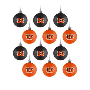 Cincinnati Bengals NFL 12 Pack Ball Ornament Set
