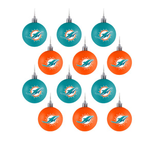 Miami Dolphins NFL 12 Pack Ball Ornament Set