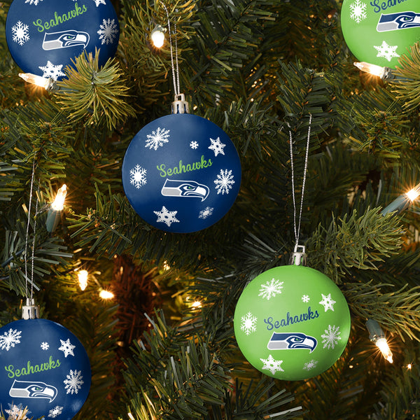 Seattle Seahawks Holiday Ball Ornaments 12-Pack