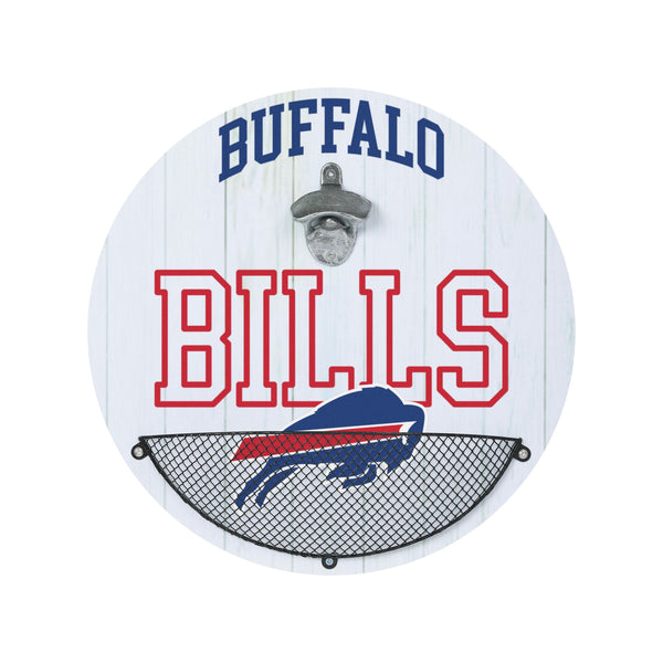 Buffalo Bills NFL Wooden Bottle Cap Opener Sign