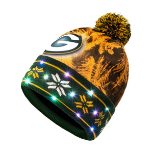 Green Bay Packers NFL Big Logo Light Up Printed Beanie