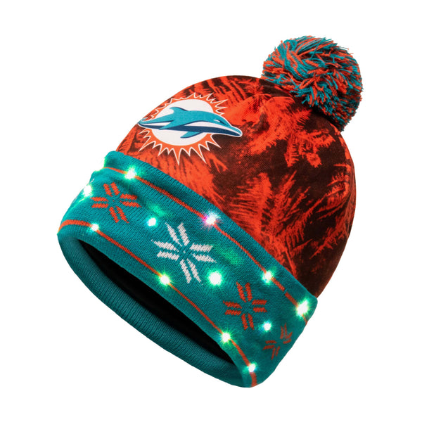 Miami Dolphins NFL Big Logo Light Up Printed Beanie