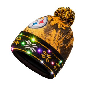 Pittsburgh Steelers NFL Big Logo Light Up Printed Beanie