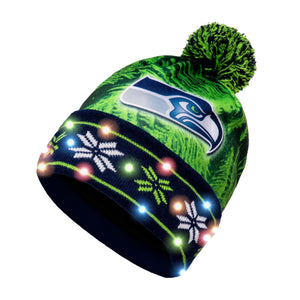 Seattle Seahawks NFL Big Logo Light Up Printed Beanie