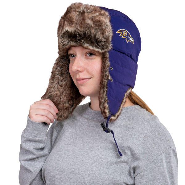 Baltimore Ravens NFL Wordmark Flannel Trapper Hat