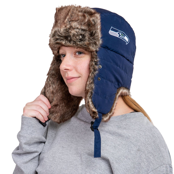 Seattle Seahawks NFL Big Logo Trapper Hat With Face Cover