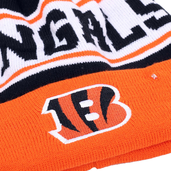 Cincinnati Bengals NFL White Stripe Big Logo Light Up Beanie