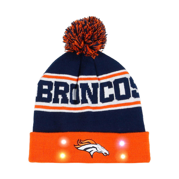 Denver Broncos THROWBACK BIG-SCREEN Black-White Knit Beanie Hat