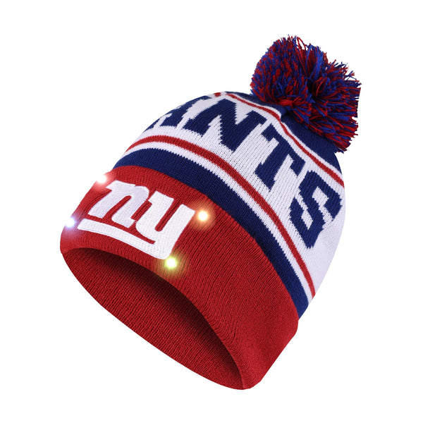 New York Giants NYG LIGHT EM UP LED Hat Winter Pom Beanie Stocking Knit Cap