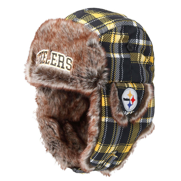 Pittsburgh Steelers NFL Wordmark Flannel Trapper Hat